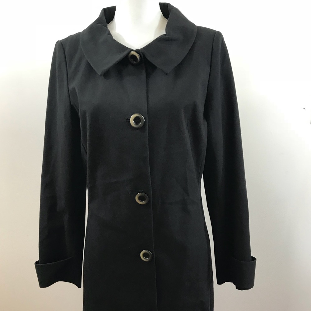 Black Long Button Down Coat Size Medium - image 1